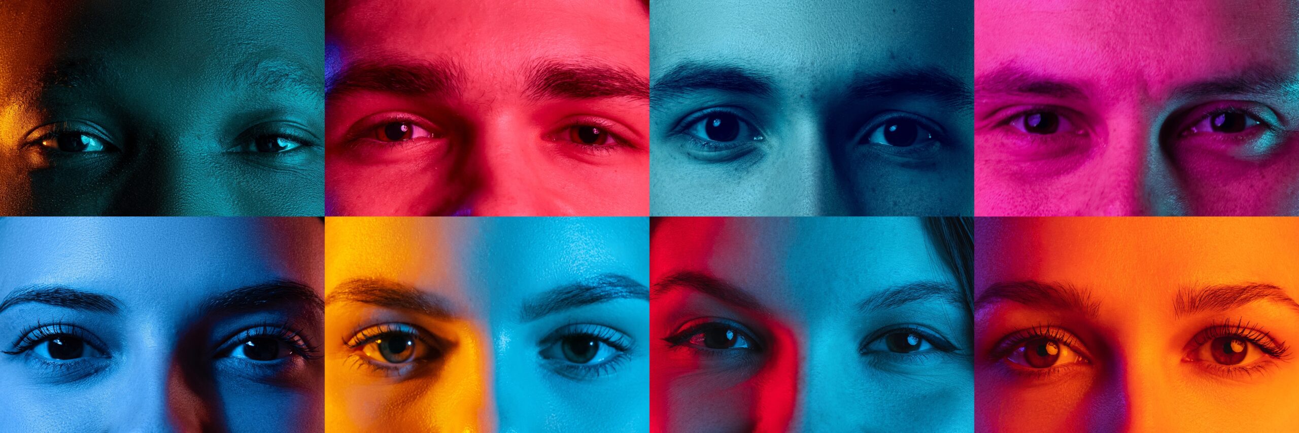 Unlike,The,Others.,Close-up.,Cropped,Male,And,Female,Faces,,Eyes